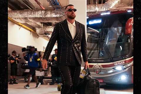 Travis Kelce Shows Up To Chiefs' Brazil Game In Custom Suit