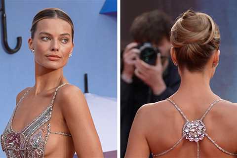 Margot Robbie Flaunts Butt in Shiny Silver Dress With Totally Sheer Back