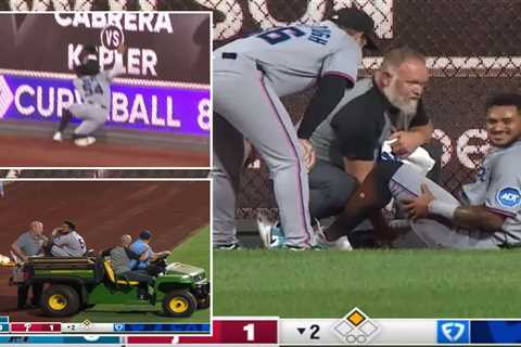 Marlins outfielder Dane Myers carted off field in scary scene against Phillies