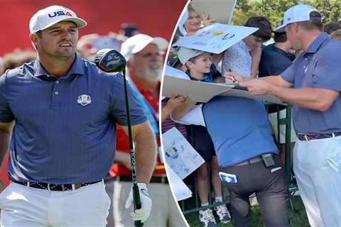 Bryson DeChambeau signs autographs as Ryder Cup mob swarms him at barricade in wild scene