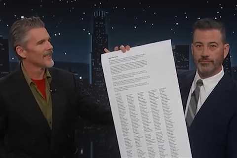 Ethan Hawke Brands Jimmy Kimmel a Free-Speech Hero on Second Night Back on Air