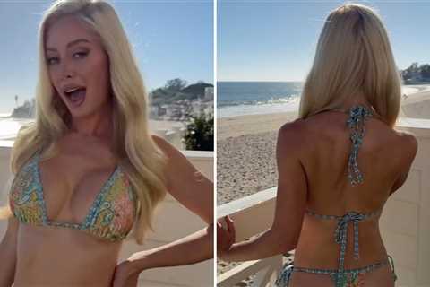 Heidi Montag Hits Balcony on the Beach in Thong Bikini