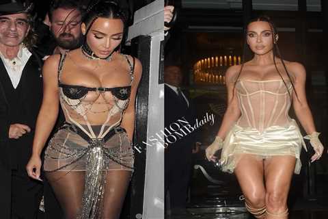 Kim Kardashian Stuns in Two Sheer Dilara Findikoglu Looks During a Night Out in London