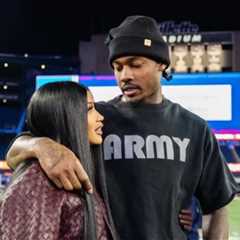 Cardi B and Stefon Diggs Spotted at Gillette Stadium—The Rapper Wears $17K Burgundy Bottega Veneta..