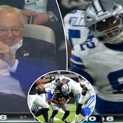 Jerry Jones can’t stop smiling while watching Quinnen Williams record first sack as Cowboy