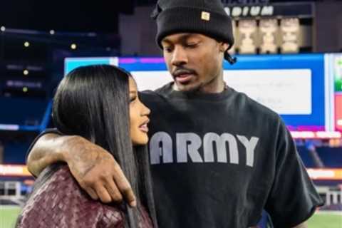 Cardi B and Stefon Diggs Spotted at Gillette Stadium—The Rapper Wears $17K Burgundy Bottega Veneta..