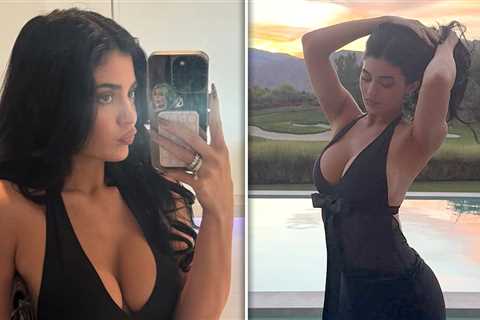 Kylie Jenner Poses in Busty Black Dress