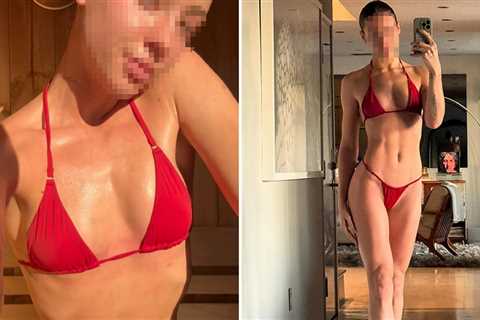 Guess the Sexy Sauna Star in This Red-Hot Bikini!