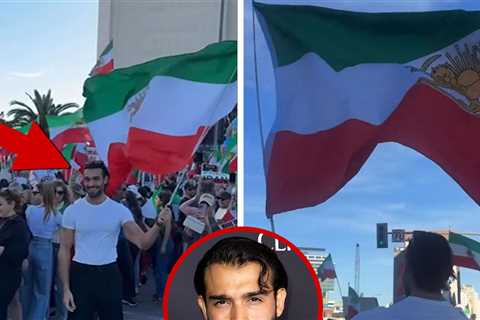 Sam Asghari Proudly Reps Roots, Waves Iranian Flag at L.A. Protest