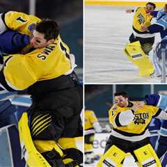 Bruins, Lightning goalies duke it out during intense fight in NHL Stadium Series first