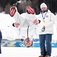 Team USA skier celebrates silver-medal win with backflip on podium