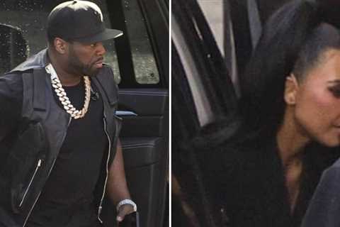 Kim Kardashian, 50 Cent on Set of Eva Longoria's Netflix Film 'The Fifth Wheel'