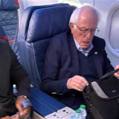 Sen. Bernie Sanders On First Class Flight Out of D.C. As DHS Funding Bill Dies