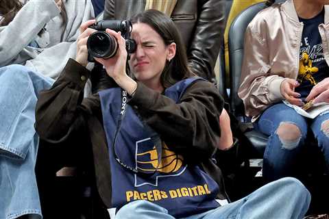 Caitlin Clark Works Camera Courtside During Luka Doncic's 43-Point Night Against Pacers