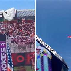 Parachuter slams into Virginia Tech scoreboard — jarring crowd and delaying football game