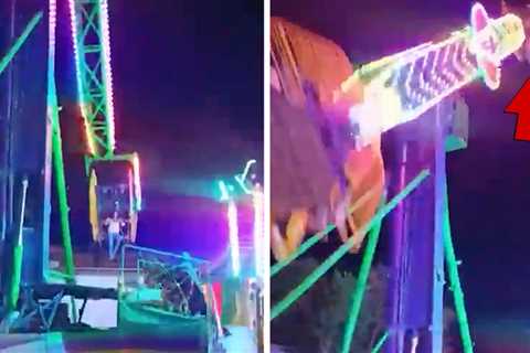 Woman Miraculously Caught Mid-Air Falling From Fairground Ride, on Video