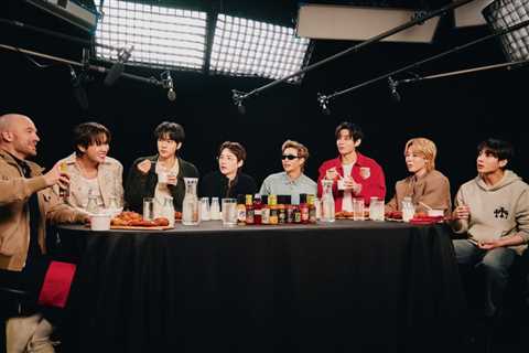 Watch BTS Hilariously Tease One of the Members for Sweating Buckets on ‘Hot Ones’: ‘Your..