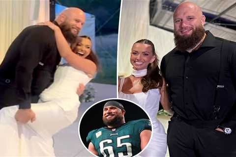 Lane Johnson marries fiancée Kelsey Holmer with Eagles teammates in attendance