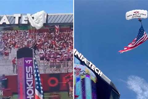 Parachuter slams into Virginia Tech scoreboard — jarring crowd and delaying football game