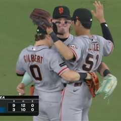 Giants outfielders’ bizarre thrusting celebration goes viral