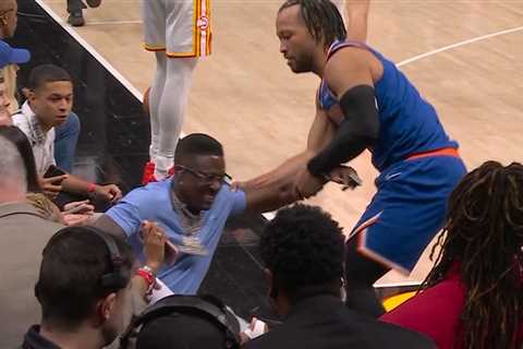 Jalen Brunson Crashes Into Boosie Badazz During Knicks' Blowout Win Over Hawks