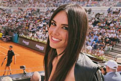 Stunning TV presenter Giusy Meloni takes in Jannik Sinner match at Italian Open