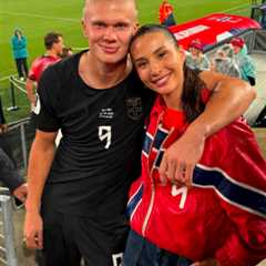 Erling Haaland and girlfriend Isabel Haugseng Johansen celebrate after Norway’s World Cup win