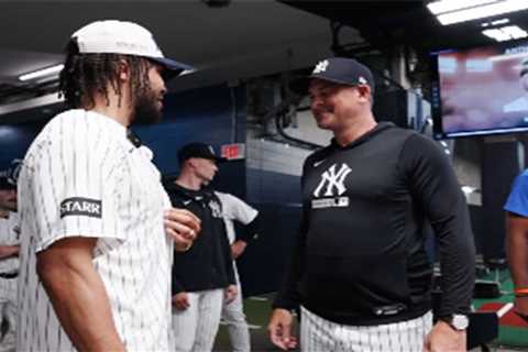 Jalen Brunson and Josh Hart mic’d up in behind-the-scenes video from Yankee Stadium celebration
