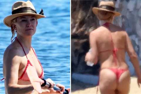 Kate Hudson Paddle Boards in a Thong Bikini