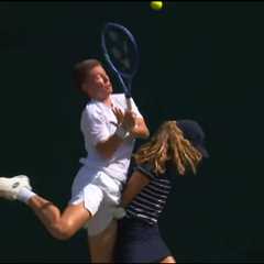Moment star doubles player Demi Schuurs crashes into Wimbledon ball girl in scary scene