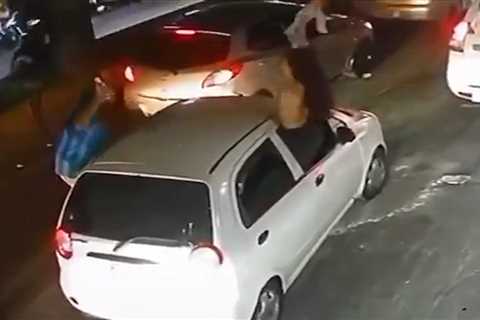 Colombia fan goes topless then falls out of car in wild World Cup video