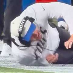 Colts coach gets knocked down by own player in painful sideline moment