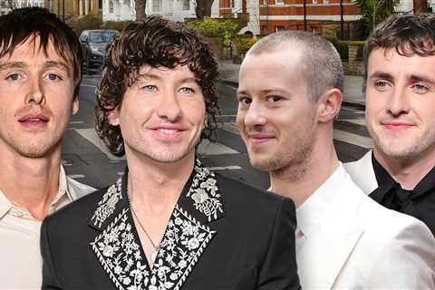 The Beatles Biopic Movie Stars Spotted Recreating Iconic Abbey Road Album Cover