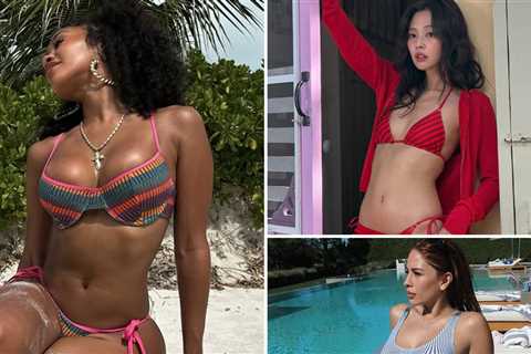 Celebs Turning Up the Heat in Sexy Striped Swimwear
